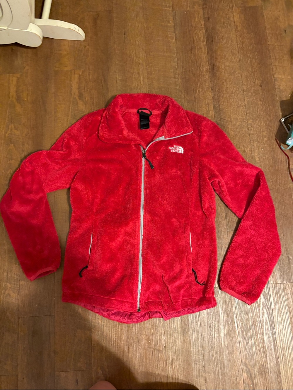 The North Face Bright Red Plush Fleece Jacket size small petite